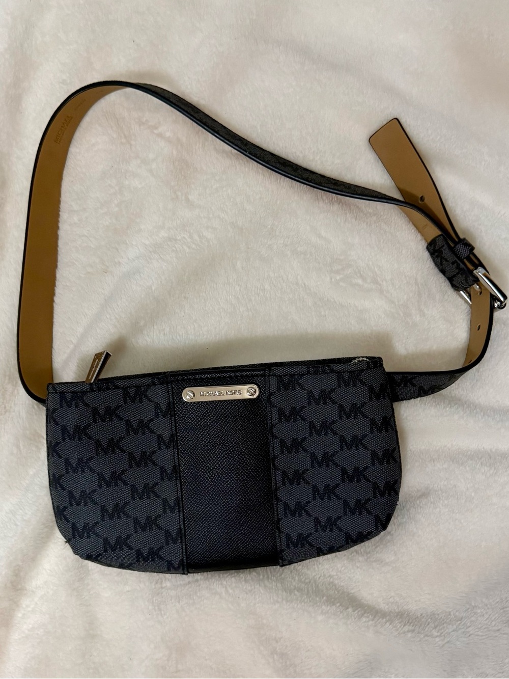 Michael Kors Black MK Signature Crossbody Belt Bag